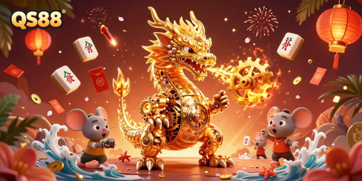 Experience exhilarating gameplay with QS88 as the golden dragon unleashes golden gears and bonuses.