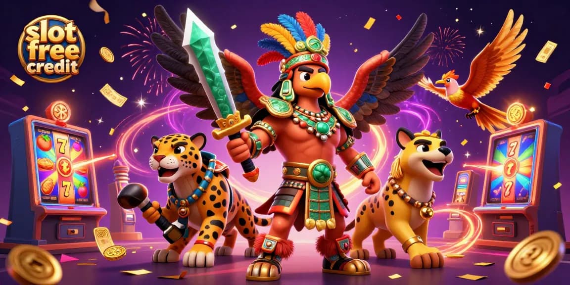 Engage in thrilling gameplay with slot free credit opportunities amidst vibrant 3D casino elements.