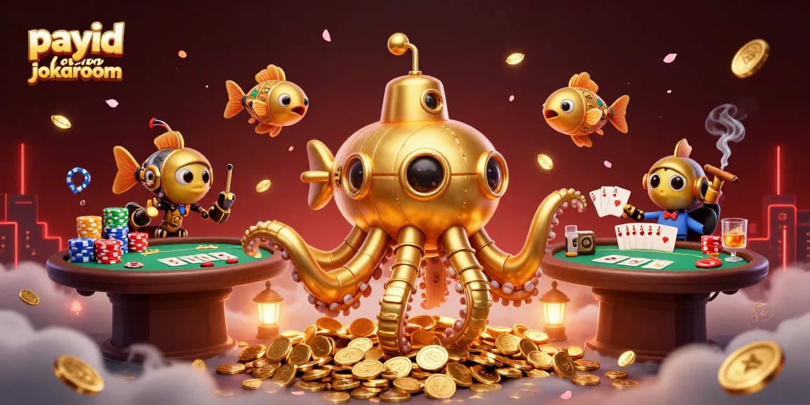 Experience thrilling action at payid casino jokaroom with the unique golden kraken surfacing amidst coins and poker excitement.