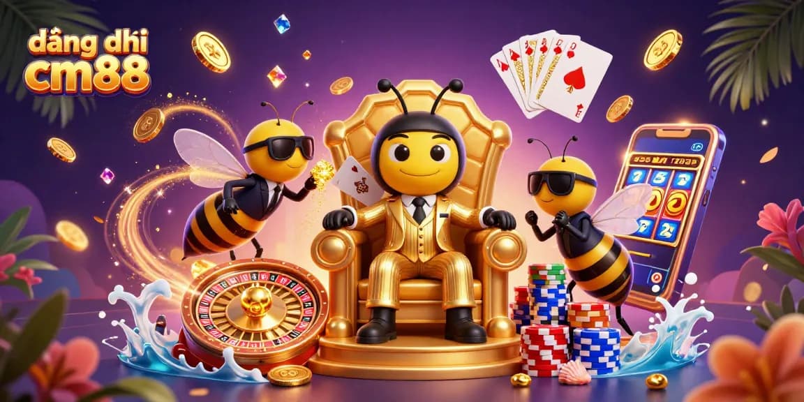 Engage in exciting gameplay at đăng ký cm88 with our captivating casino illustration featuring vibrant characters and games.