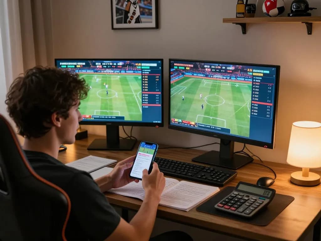 Engaging in smart keo nha cai betting strategies with multiple screens and real-time odds analysis at home