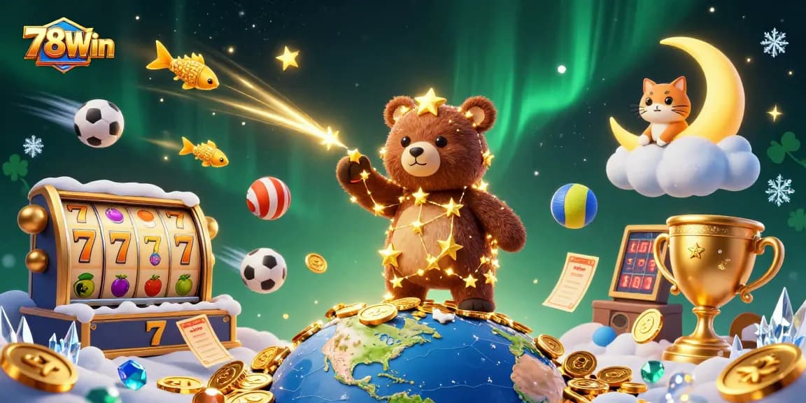 Engage with 78Win's vibrant online gaming world, featuring 3D dynamic characters and casino elements.