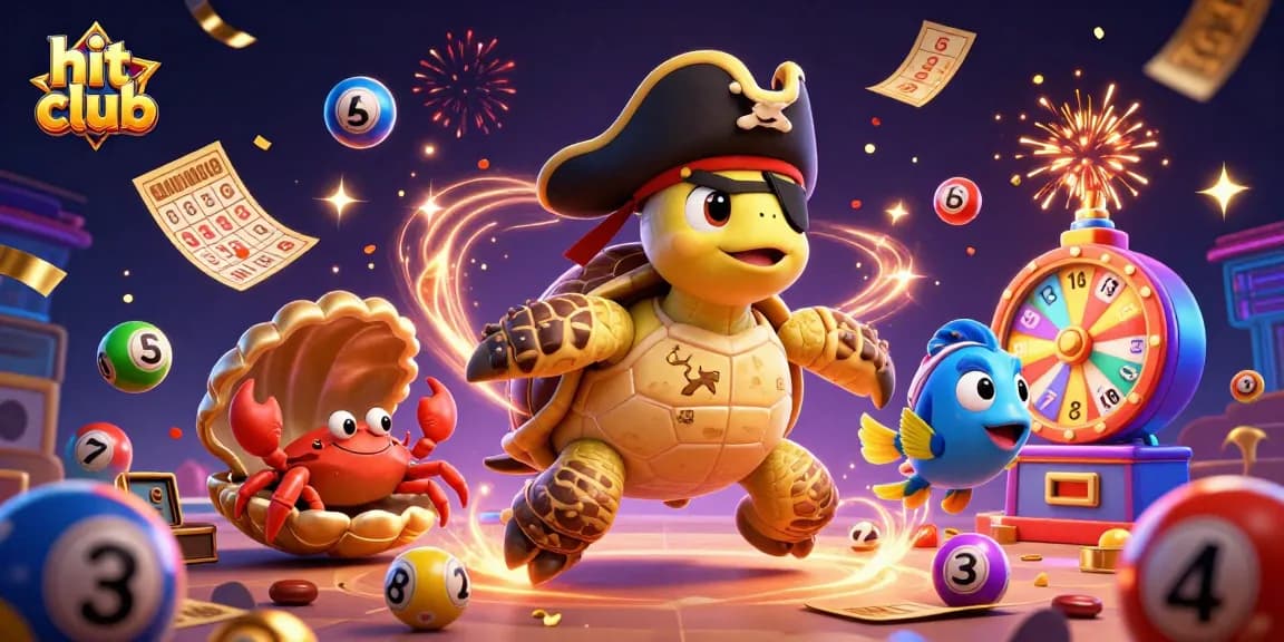 Experience the thrill of 'hit club' casino games with vibrant lottery elements and dynamic characters.