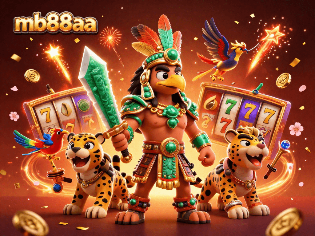 Win big at mb88aa with a vibrant Aztec-themed casino adventure illustration
