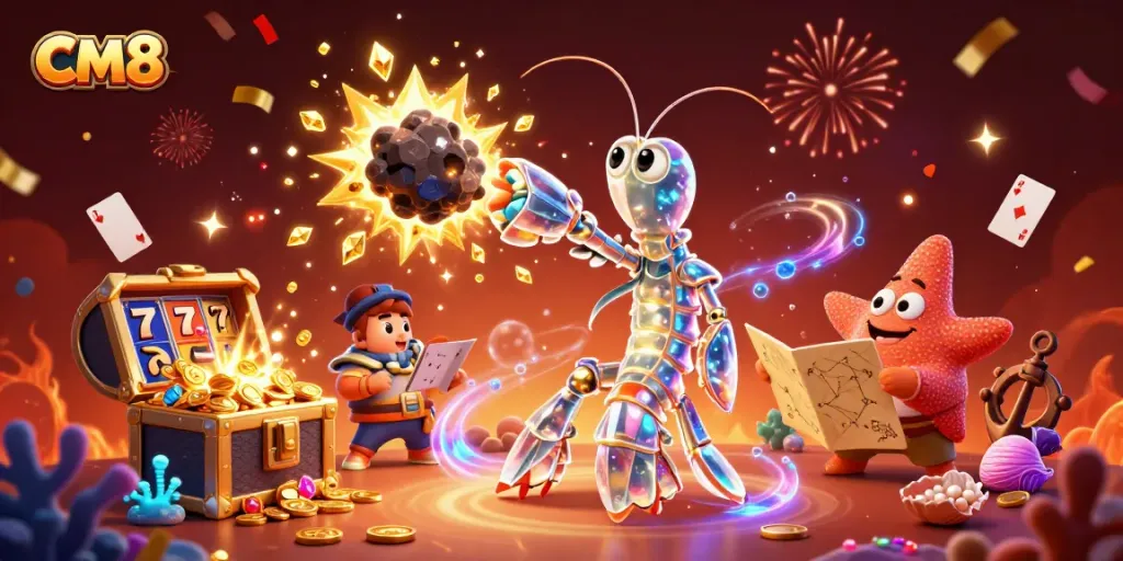 Engage in thrilling slots with CM8's explosive action and vibrant casino elements.
