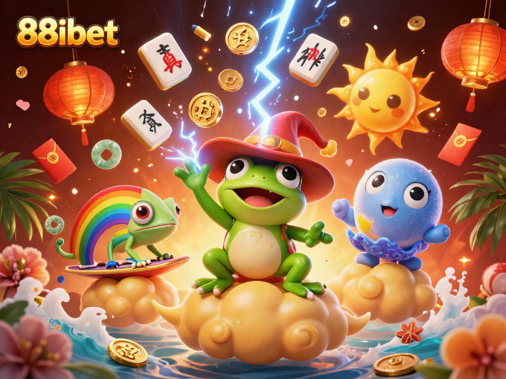 Experience the excitement of 88ibet with vibrant casino characters amidst golden coins and magical elements.