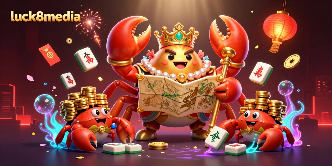 Engage with luck8media's online gaming universe through dynamic characters and elements representing casino excitement.