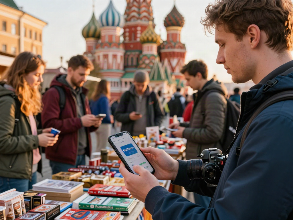 Pembayaran mudah di Rusia dengan aplikasi https://payinrussia.com/ di pasar yang meriah.
