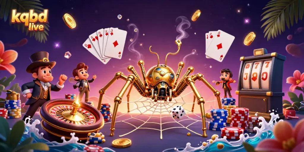 Catch kqbd live scores with a dynamic steampunk spider and engaging casino elements.