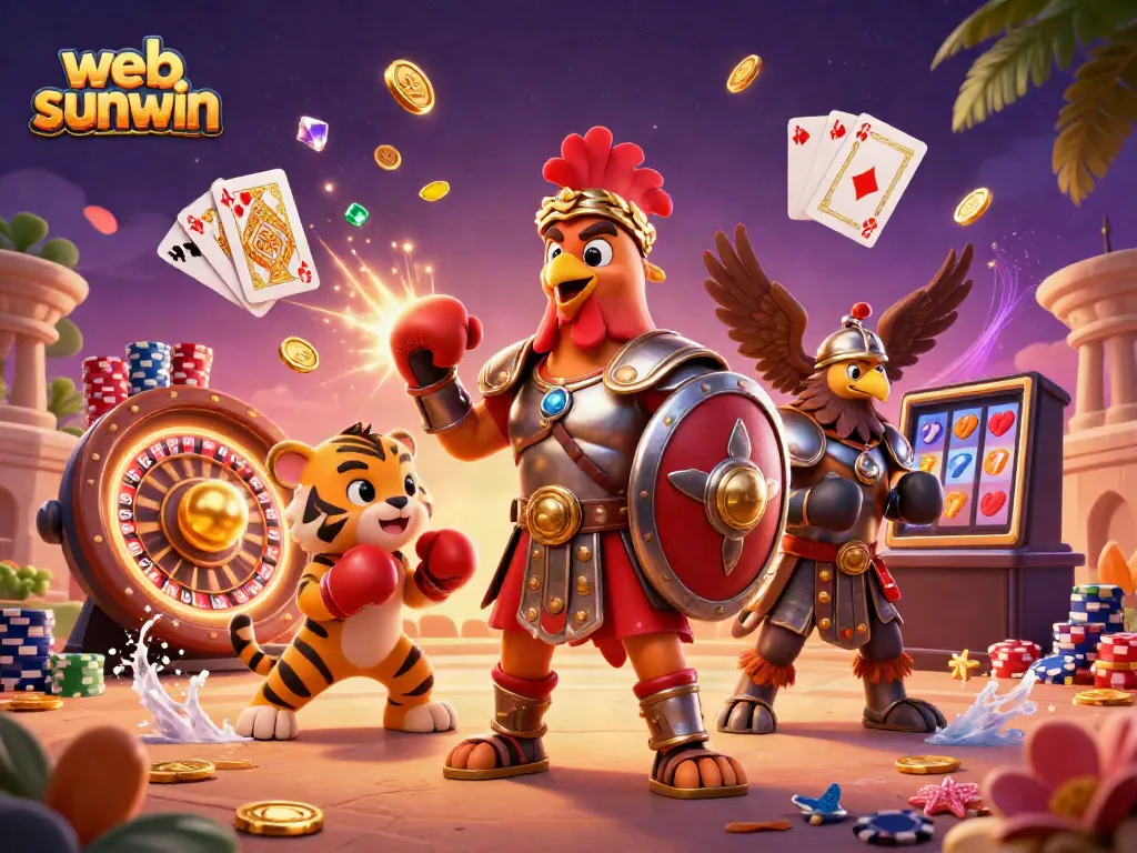 Experience the vibrant excitement of web sunwin with a dynamic 3D casino scene capturing winning moments.