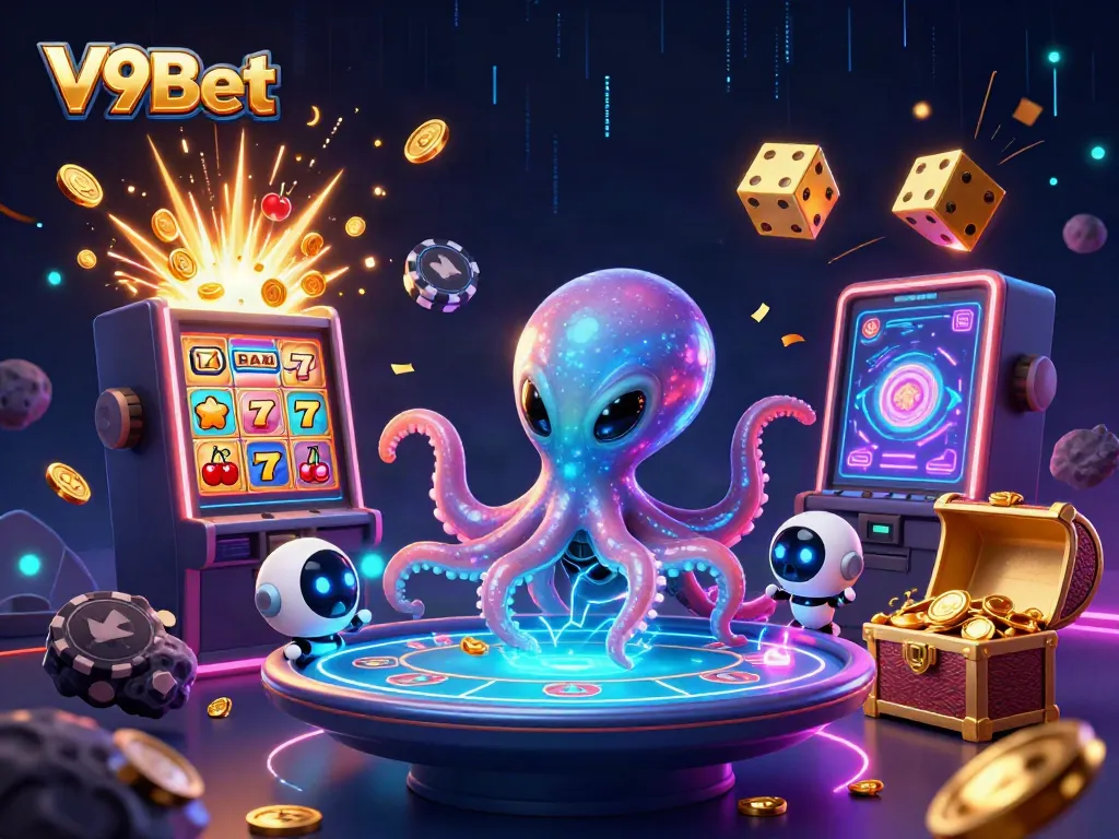 Engage with V9Bet's thrilling alien-themed casino experience featuring holographic poker and dynamic games.