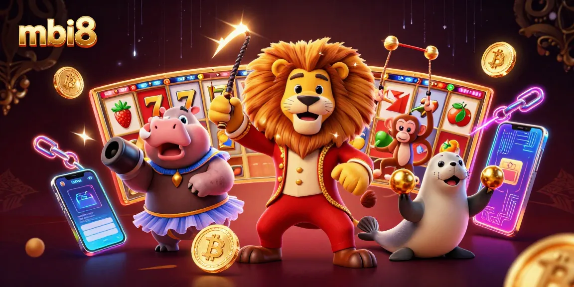 Engage with mbi8 slots and jackpot excitement through lively characters in a vibrant casino scene.