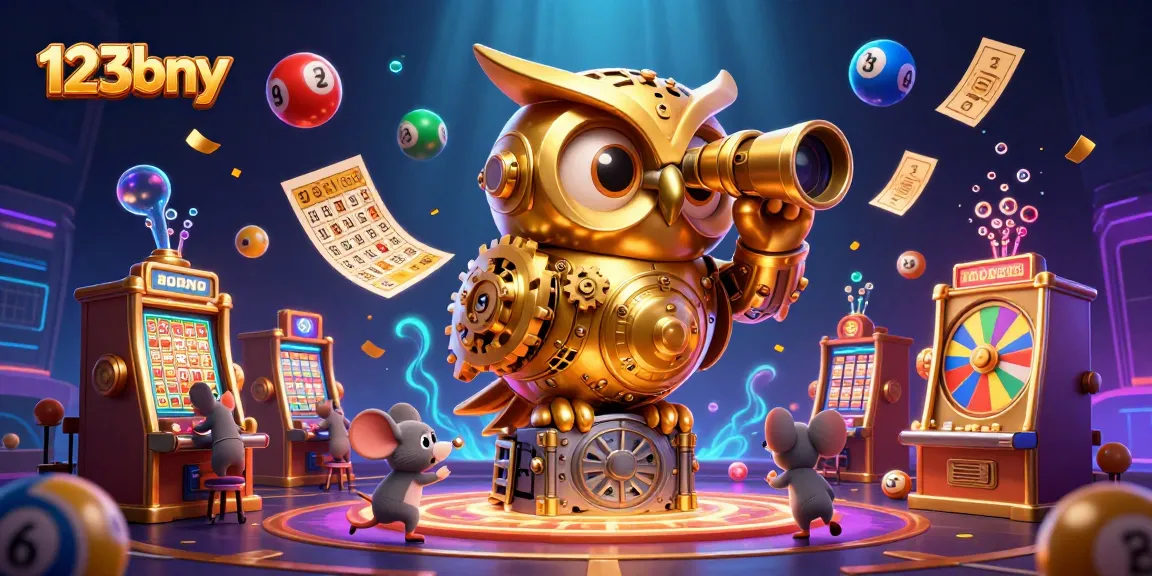 Experience dynamic gaming action with 123bny, showcasing vivid casino elements in an animated 3D scene.