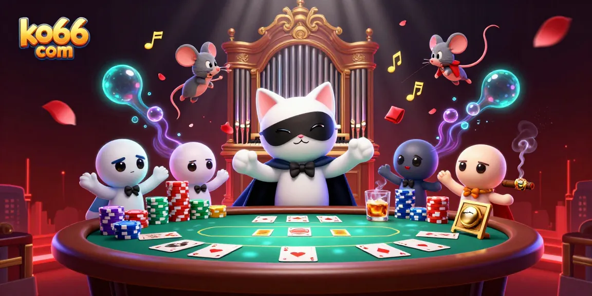 Experience the excitement of KO66 com with an engaging casino atmosphere featuring poker elements and vibrant 3D characters.