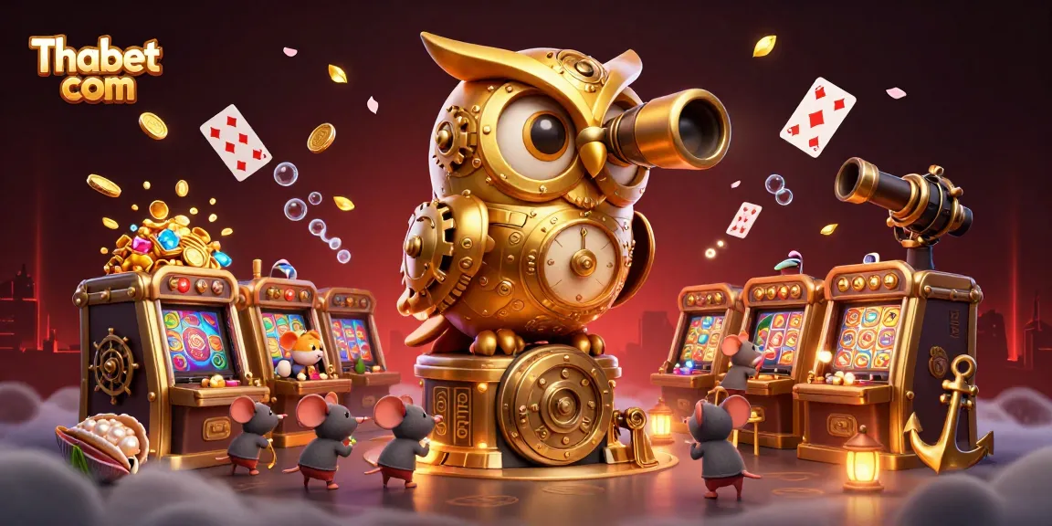 Experience thrilling wins at Thabet com with vibrant 3D casino illustration featuring unique game elements.