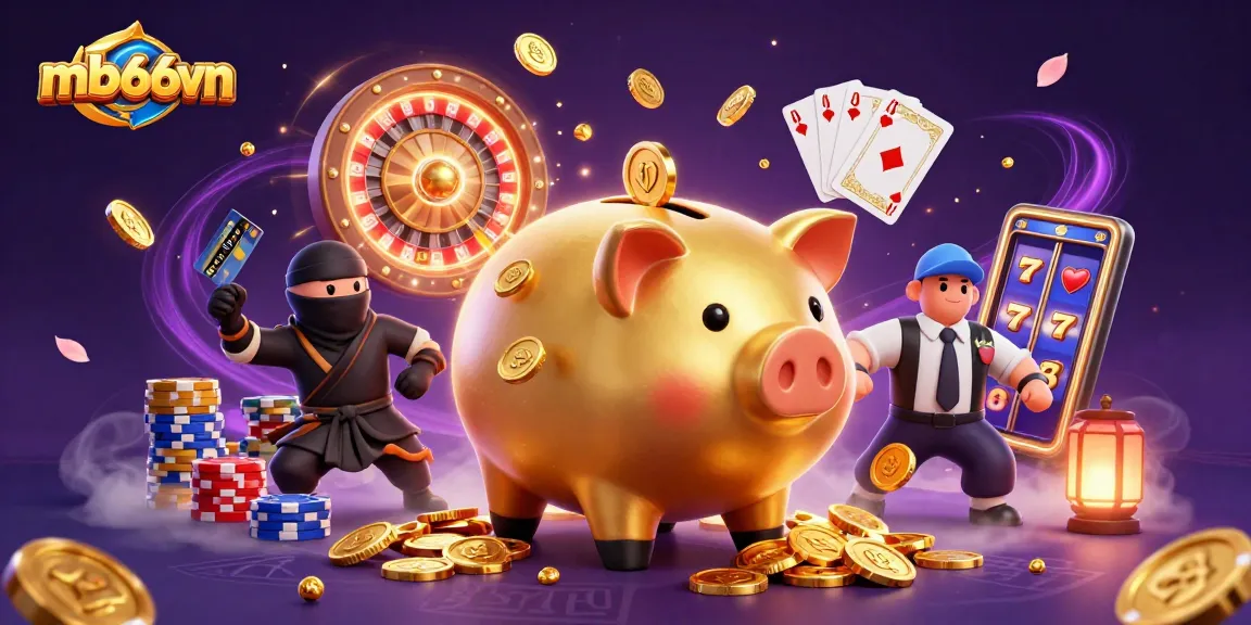 Experience vibrant gameplay at mb66vn with dynamic 3D scenes of casino action, golden coins, and exciting characters.