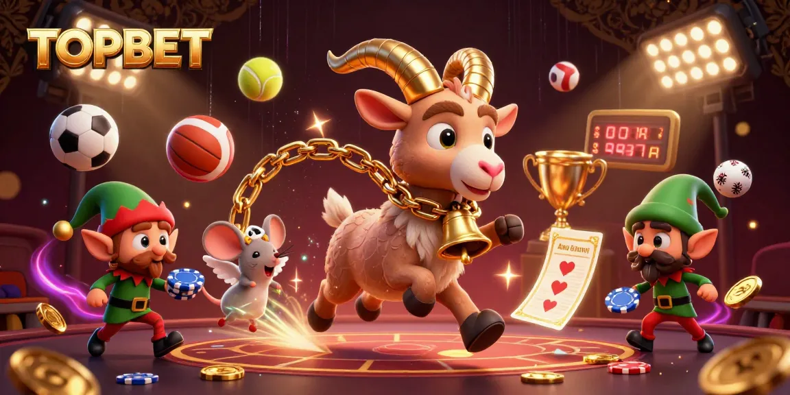 TOPBET invites players to enjoy a festive casino experience with fun characters and vibrant action.