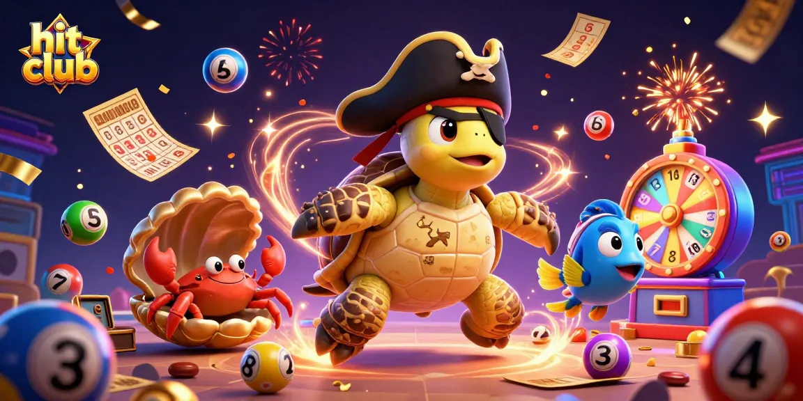 Experience the thrill of 'hit club' casino games with vibrant lottery elements and dynamic characters.