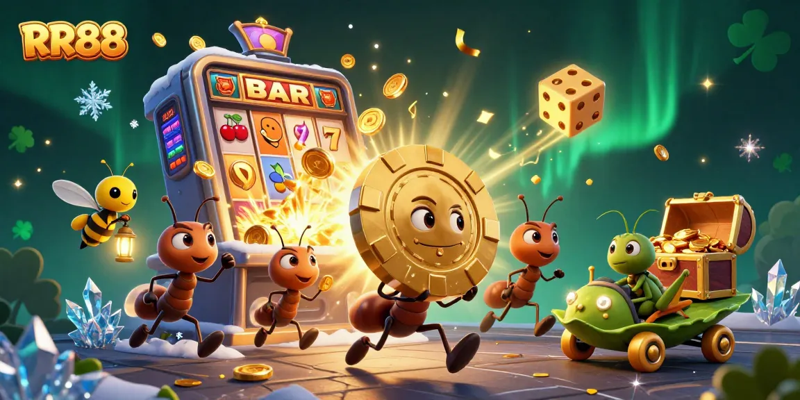 Experience thrilling payouts with RR88 in this dynamic cartoon heist scene featuring golden poker chips.
