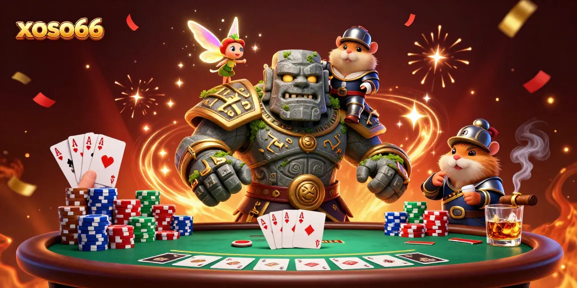 Engage in exciting gaming action at xoso66, featuring a mystical golem and fairy casting magic.
